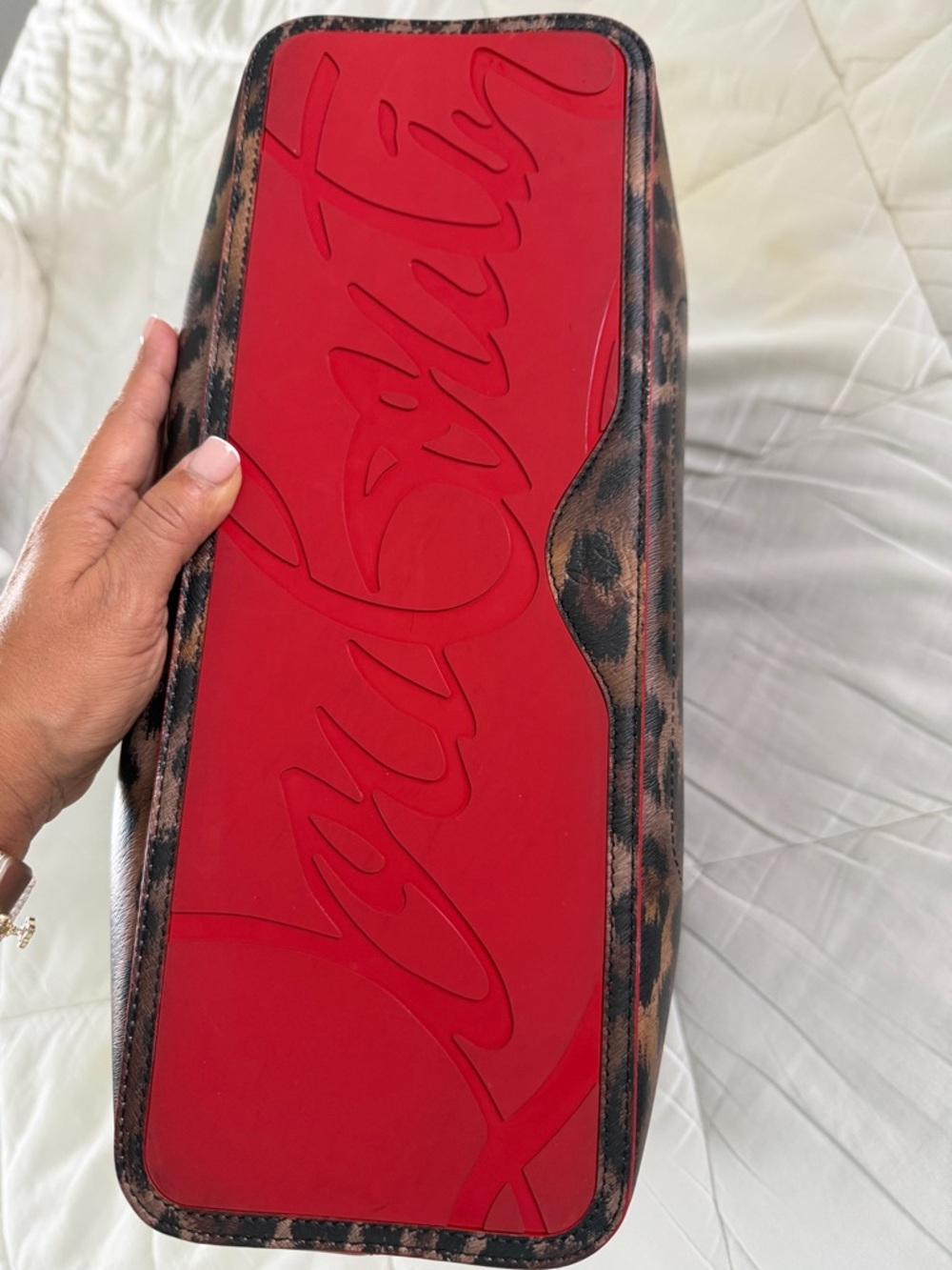 Christian Louboutin Leopard Print Tote with Red Signature Panel